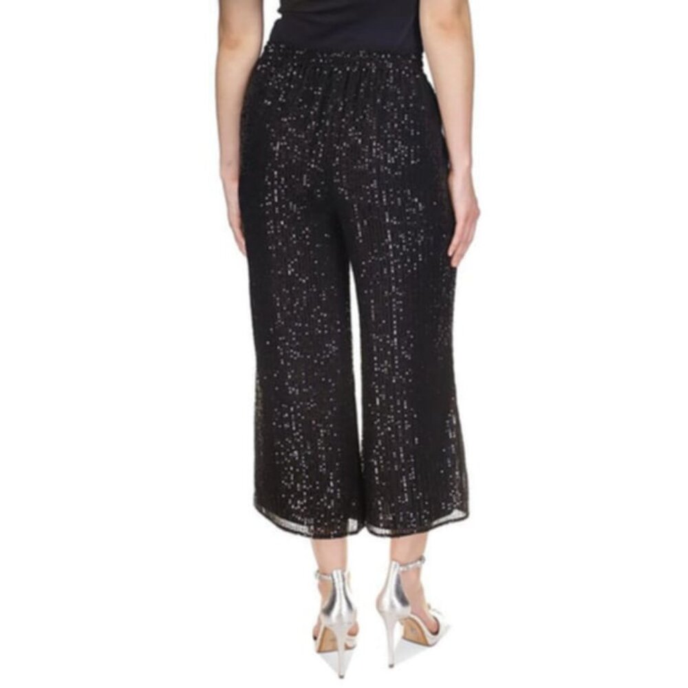 NWT Michael Kors Petites Sequined Cropped Wide-Leg Pants – Size PM